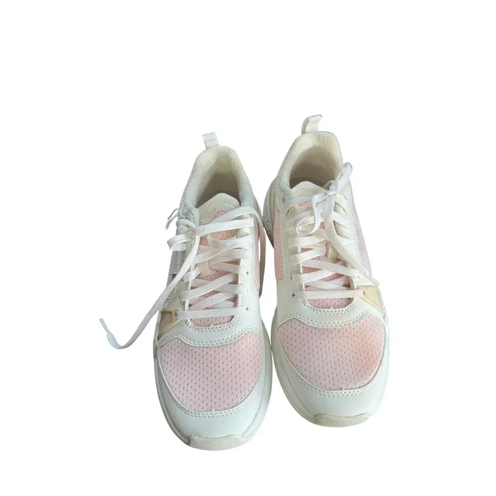 OluKai Women’s Athletic Sneakers – Blush Pink & Cream Mesh Lace-Up Comfort Shoes
